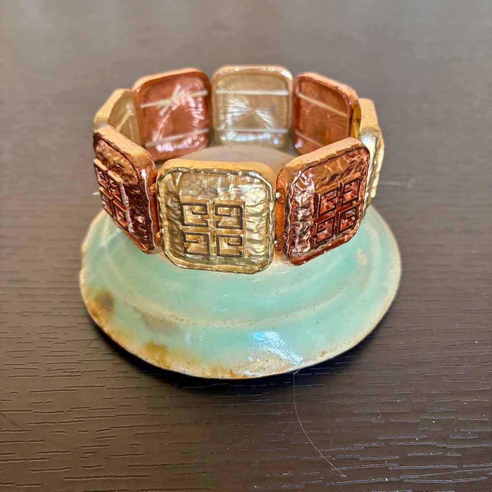 Vintage bronze and gold toned square bracelet